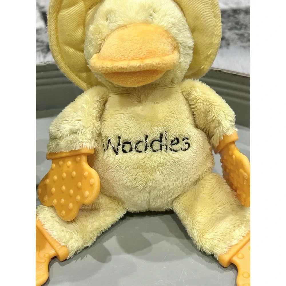 Kids II Waddles Duck Plush Teether Grip Vintage Baby‎ Lovey nursery Toy Rattle